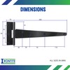 IRONTITE® 1 Pair Black T Hinges 250mm (10”), Gate Hinges