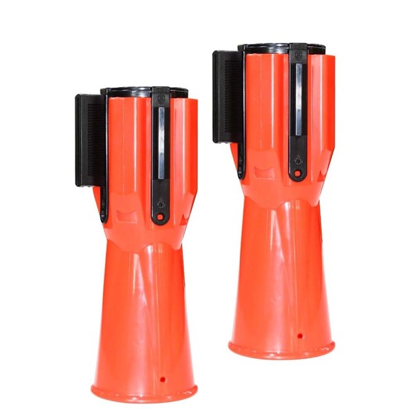 2 Pcs Retractable Traffic Cone Caution Tape 3 Meter | Retractable Ribbon 3 Mtr Red | Cone Mountable Emergency Warning Belt | High Visibility Red Retractable Topper for Traffic Cone (2 Pcs)
