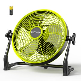 ZIZIWIN 10'' Battery Operated Fan, Rechargeable Cordless Floor Fan, 8~60H Long Lasting Outdoor Camping Fan, 360° Tilt, Wireless, Quiet, USB Phone Charge, For Home Greenhouse Gazebo Outside Patio Gym