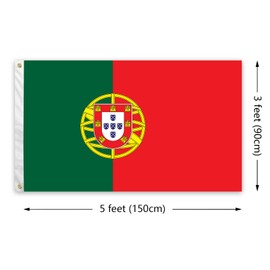 Portugal Flag 3x5 Ft with Brass Grommets and Double Stitched Portuguese National Flags Vibrant Colors for Indoor Outdoor Party Decorations Bar Garden Street Decoration
