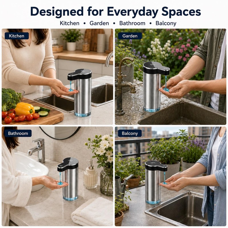 Automatic Liquid Soap Dispenser Touchless, Stainless Steel,USB Rechargeable