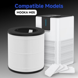M05 Replacement Filter Compatible with MOOKA M05 Air Purifier, H13 True HEPA Filter, 3-Stage Filtration System, 2 Pack (with Extra 8-Pieces Aroma Pad)