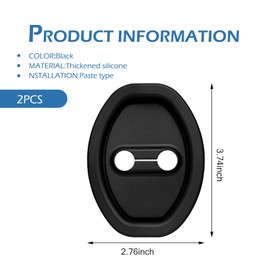 Bawkars 2 PCS Car Door Latch Lock Cover, Silicone Door Latch Protective Covers, Self-Adhesive Silent Shock Absorber Pads & Protects Door Latches, Universal Automotive Exterior Accessories (Black)