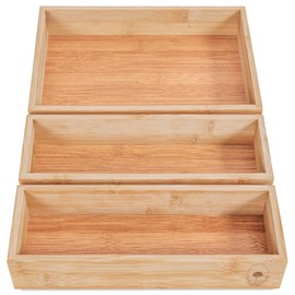 DeinKaufladen.com 3er Set Aufbewahrungsbox Holz Box Badschrank Organizer Sortierbox Holz Aufbewahrung Holz Sortierkasten Holz Kosmetik Organizer Holz Ordnung Badezimmer Schubladen Organizer Holz