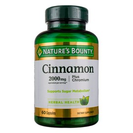 Nature's Bounty Nature's Bounty Cinnamon 2000mg Plus Chromium, Sugar Metabolism Support Supplement, 60 Capsules