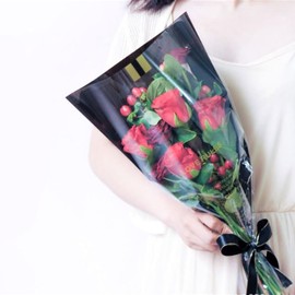 60 Pcs Flower Bouquet Wrapping Paper,Flower Bouquet Sleeve,Kraft paper flower bouquet bag for flower shop, shopping mall flower packaging,Mother's Day, Valentine's Day (Black)