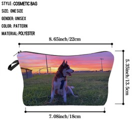 Livel lhood Siberian Husky Puppy Makeup Bag Cute Small Organizer Bag Travel Toiletry Zipper Pouch Husky Cosmetic Bag Birthday Present for Dog Lovers Husky Mom Women