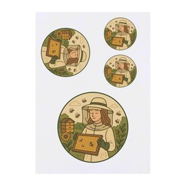 4 x 'Beekeeper with Bees' Temporary Tattoos - Water Resistant, Skin-Safe, Non-Toxic Transfers, Mixed Sizes (TO00085964)