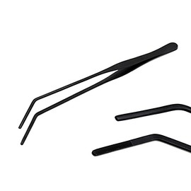 G.S Aquarium Tweezers Long Reptiles Feeding Tongs for Aquatic Plants Spider Snakes Lizards (10.6" Curved)