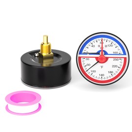 BOGERDACK 0-160PSI & 30-250°F Thermal Pressure Gauge, 2.5" Dial Size, 1/4" NPT Back Mount, with Reset Pointer, for Steam, Water, Oil Systems Pressure Test
