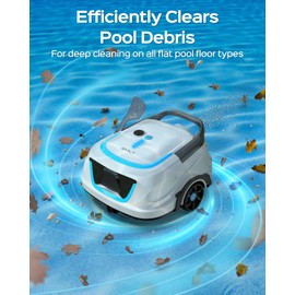 (2025 Upgraded) WYBOT A1 Cordless Pool Vacuum Up to 120 Mins Runtime, Robotic Pool Cleaner with Dual Filters, Ideal for Flat Above Ground up to 1076 Sq.ft Sq. Ft. (White Blue)