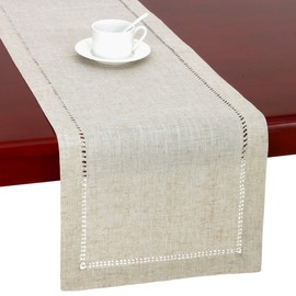 Handmade Hemstitched Natural Rectangle Lace Table Runners (14x72 inch)