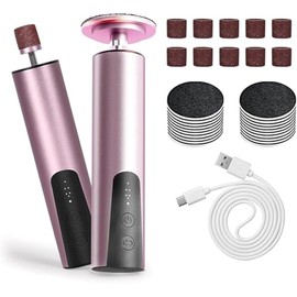 Ehomfory 2-in-1 Hornhautentferner Elektrisch Kabellos, 9 Einstellbare Geschwindigkeit PediküRe Set mit LED-Anzeige, Elektronisch Fußpflege Hornhautfeile, Elektrisches Maniküre-Set für Damen