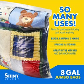 [ 20 COUNT ] JUMBO BAG Zipper top 8 Gallon - Resealable Bag with Zipper Top Storage Bags - Extra Large 22" x 24" for Seasonal Clothing, Blanket, Linens, Pillows, Food