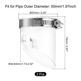 sourcing map 2 Pcs PVC Sewer Backflow Preventer, Anti-Odor Core for 50mm/2inch OD Horizontal Tube in Sewage Tanks, White