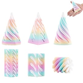 Pack of 6 Spiral Cone Fidget Toy, Spiral Designer Set with Different Shapes, Spiral Toy for Stress Relief, 3D Toy for Office, School and Home, Lightweight Rainbow Colours Design