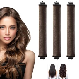3 piezas Rizador de pelo sin calor, diadema de rizos de seda sin calor para un sueño más cómodo durante la noche, Conjunto flexible autosostenido para niñas, mujeres, damas, niños (marrón, Mediano)