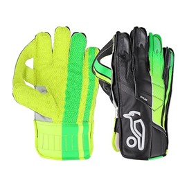 Kookaburra LC 1.0 Wicket Keeping Gloves, Size Adult, Black/Green/Yellow