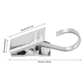 YIXNSW Pack of 200 Stainless Steel Curtain Clips, 9.6 x 18 x 35 mm Silver Curtain Clips, Hanging Shower Curtains Clip, Curtain Clip for Flag, Fabric, Photos, Cards