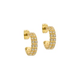 Ted Baker Mellrie Small Double Crystal Hoop Earrings For Women (Gold/Crystal)