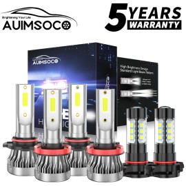 AUIMSOCO For 2007-2015 2016 Chevy Silverado 1500 2500HD 3500HD LED Headlights + Fog Bulbs