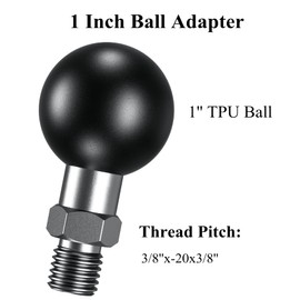 BRCOVAN 1'' Ball Adapter with 3/8''x-20 Threaded Post Compatible with RAM Mounts B Size Double Socket Arm