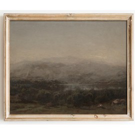 Kizbok Vintage Landscape Wall Art Decor, Moody Dark Green Scenery Canvas Oil Painting Prints for Wall Decor, Antique Farmhouse Decor Art Pictures for Bedroom Bathroom Home (8" x 10"-UNFRAMED)