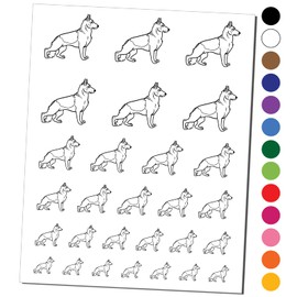 Watchful German Shepherd Pet Dog Temporary Tattoo Water Resistant Fake Body Art Set Collection - Black (One Sheet)