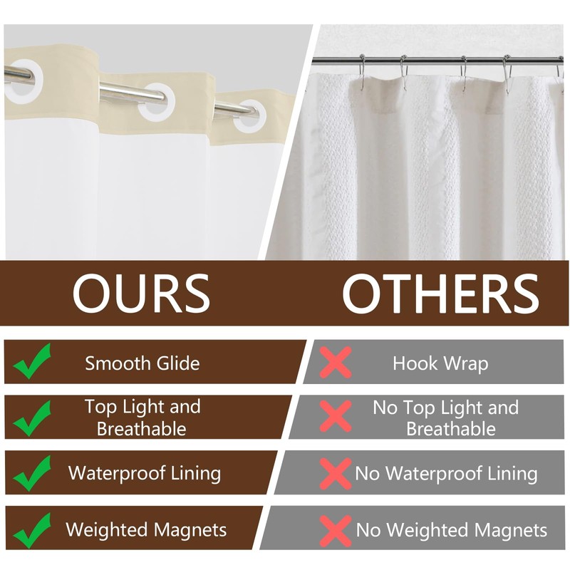 NAEMBCU Abstract No Hook Shower Curtain with Liner 71 x