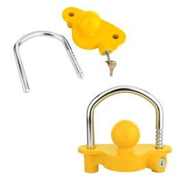 Twilight Garage Trailer Hitch Security Lock Set, Yellow U-Shaped Universal Ball Hitch Lock, 1/2" and 5/8" Receiver Hitch Pin Lock, Golden Trailer Hitch Lock Coupler Locking Pin (Yellow)