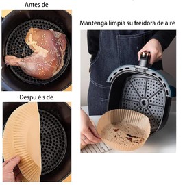 BOJA Papel para Freidora de Aire 150 PCS, Papel de Silicona De Doble cara de Grado Alimenticio Papel, 16 * 4.5cm, Papel Antiadherente Redondo para Freidora Resistente al Calor