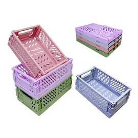 Folding Box, Pack of 4 Small Storage Baskets, Folding Box, 15 x 10 x 5.8 cm, Stackable Basket Storage for Classroom, Kitchen, Office, Bedroom