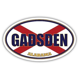 Gadsden City Alabama State Flag | AL Flag Etowah County Oval State Colors Reflective Sticker Car Decal 3x5 inches