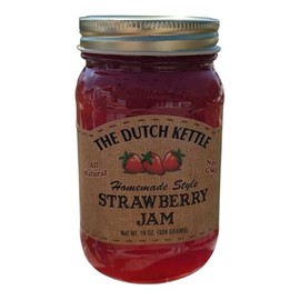 The Dutch Kettle Amish Homemade Strawberry Jam - One (18 oz Jars) - Made with Premium Ingredients, Non-GMO, No Preservatives