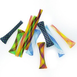 ELEGANTTIN 10 Pcs Cat Spring Toys Set Colorful Nylon Mesh Sticks Interactive Cat Toy Flexible Tube Interactive Cat Toy for Indoor Cats for Swatting Biting Hunting Kitten Toys