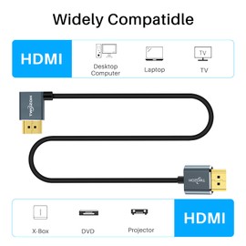 Twozoh HDMI Cable, Right Angle 90° 7.5M, Ultra Slim HDMI Male to Male Cord, Supports 3D/4K@60Hz, Eligible Invoice