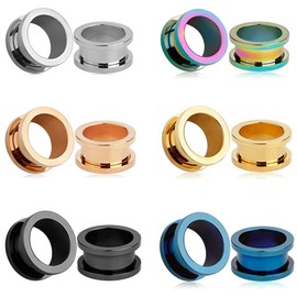 TBOSEN Set of 12 pcs Stainless Steel Ear Plugs Large Alloy Gauges Stretching Screw Fit Tunnels Gauge 6mm - 25mm