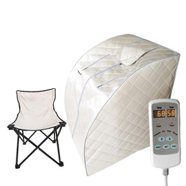 Smartmak Far Infrared Sauna, Full Body One Person Portable SPA Set with Time & Tempreture Remote Control, Heating Foot Pad and Foldable Reinforced Chair (L 27.6’’ x W 31.5’’ x H 37.8’’) - Black
