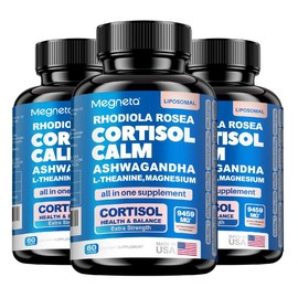 KSM-66 ASHWAGANDHA 4500MG | Cortisol Balance & Energy & Sleep & Mood | 16 IN 1 Megneta Cortisol Supplement - Specification: Full Effect- Three-Bottle Course