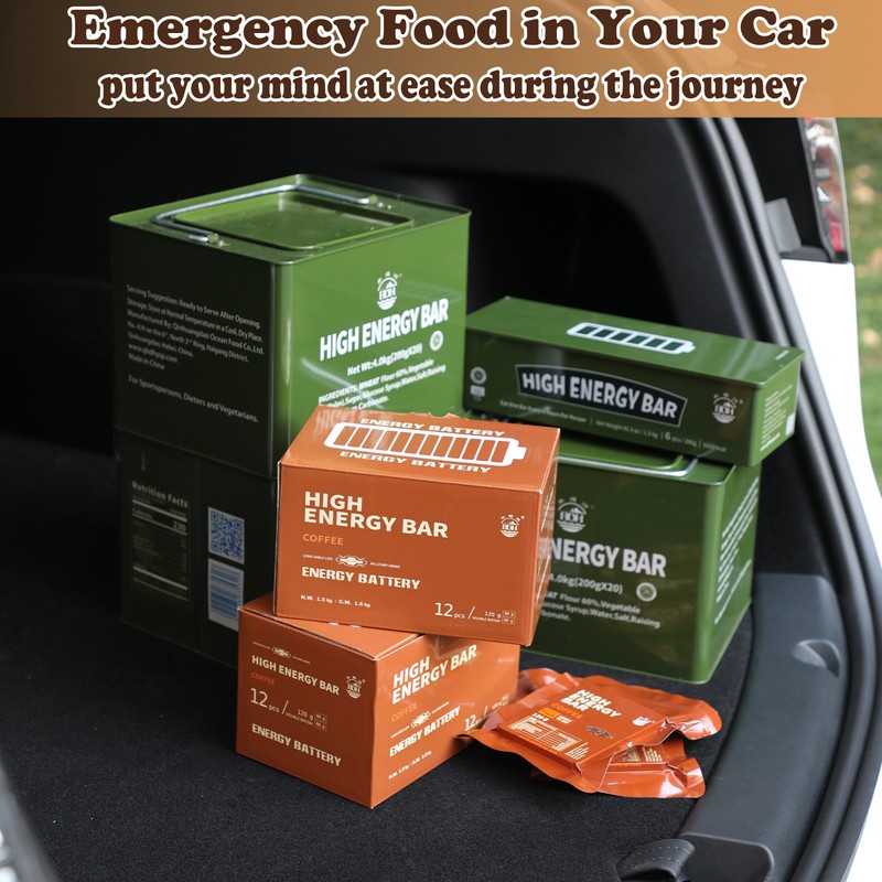 Emergency Food Ration Bars -12 Count Coffee Flavor Compressed Biscuit