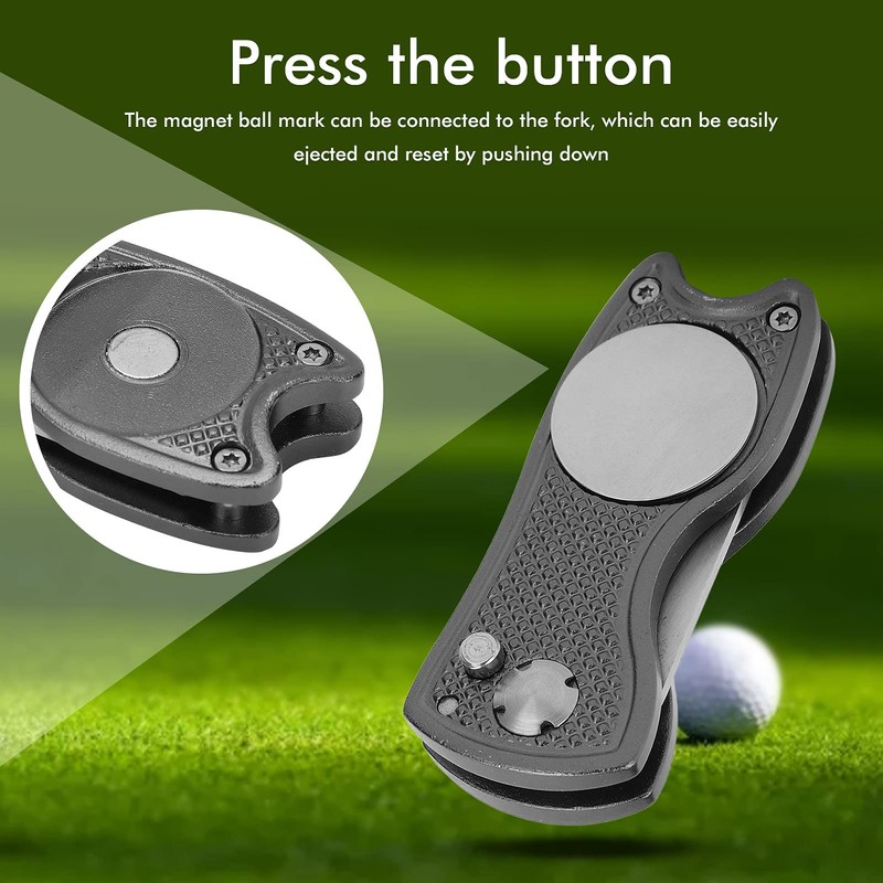 Pwshymi Stainless Steel Golf Pitchfork Foldable Golf Divot Tool Switchblade