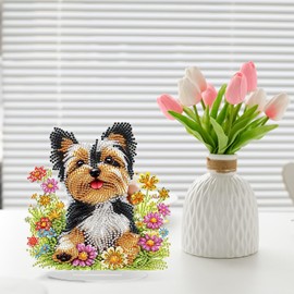 GHHKUD Diamond Painting Desktop Ornaments, Dog 5D Diamond Art Painting Kits for Adults, Special Shaped Diamond Gem Art Tabletop Ornaments Double Sided, Animal Arts and Crafts Kit for Home Decor