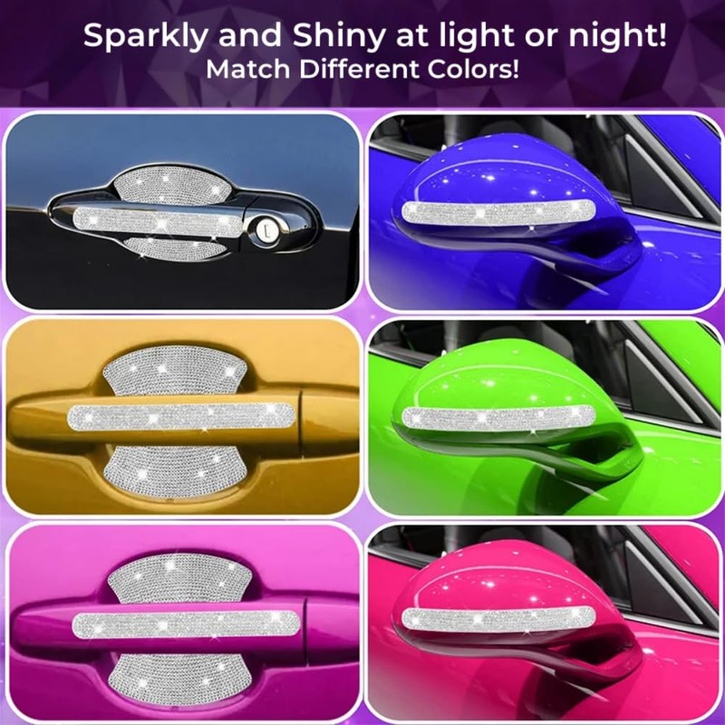 10 Pack Bling Car Door Handle Protector Universal Rhinestone Car