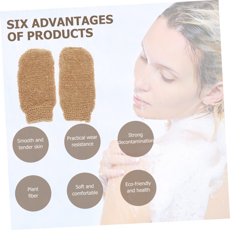 Mikinona Exfoliating Body Jute Bath Gloves 2 Pack Body Scrub