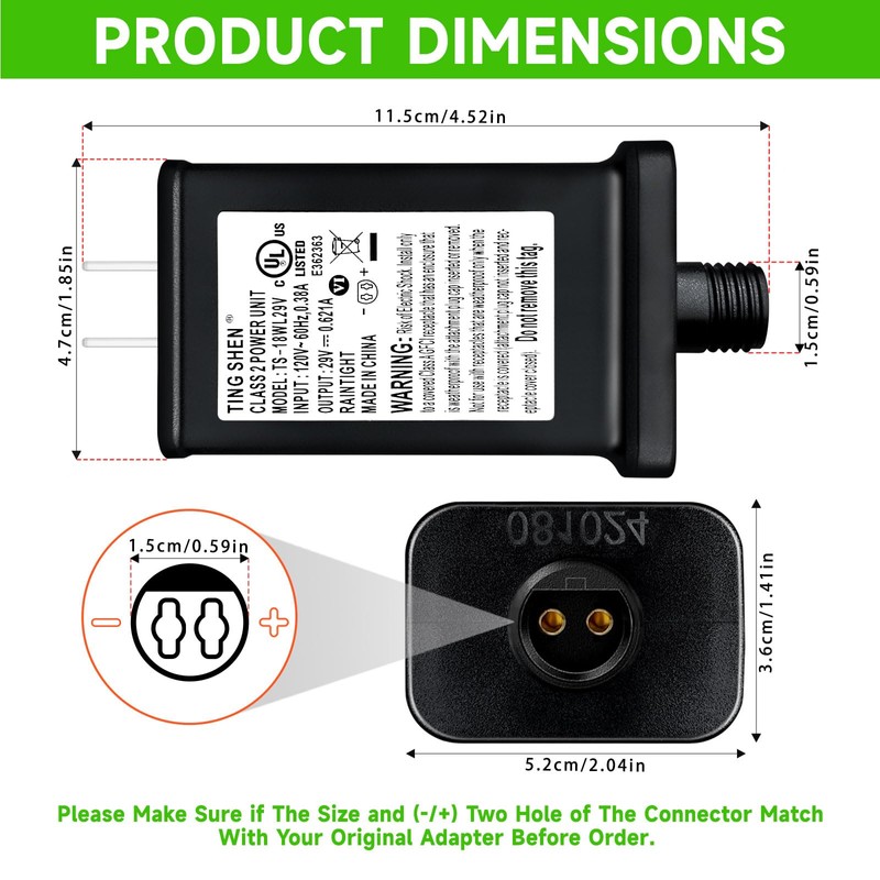 29V 0.62A 18W Class 2 Power Unit Model TS-18W29V LED