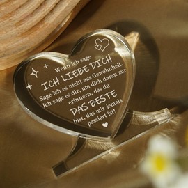 I Love You Gifts, Anniversary Gift for Him and Her, Heart-Shaped Acrylic Home Decoration, Wedding Anniversary Gifts, Dear Partner Husband, Woman