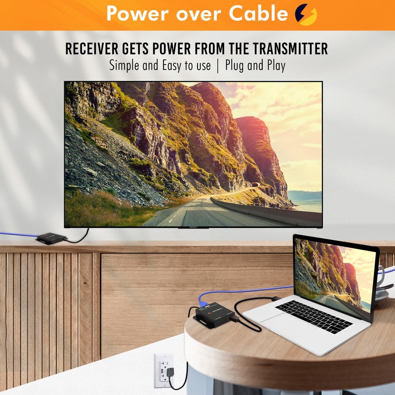 J-Tech Digital HDMI Extender Over Single Ethernet Cat5e/6/7 1080P Up