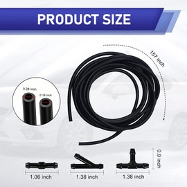 NGHEY Windshield Washer Hose Kit, 4 Meters Windshield Rubber Hose with 12 PCS Hose Connectors, Connect Car Water Pump and Nozzles for Most Car Windshield Tubing (Black)