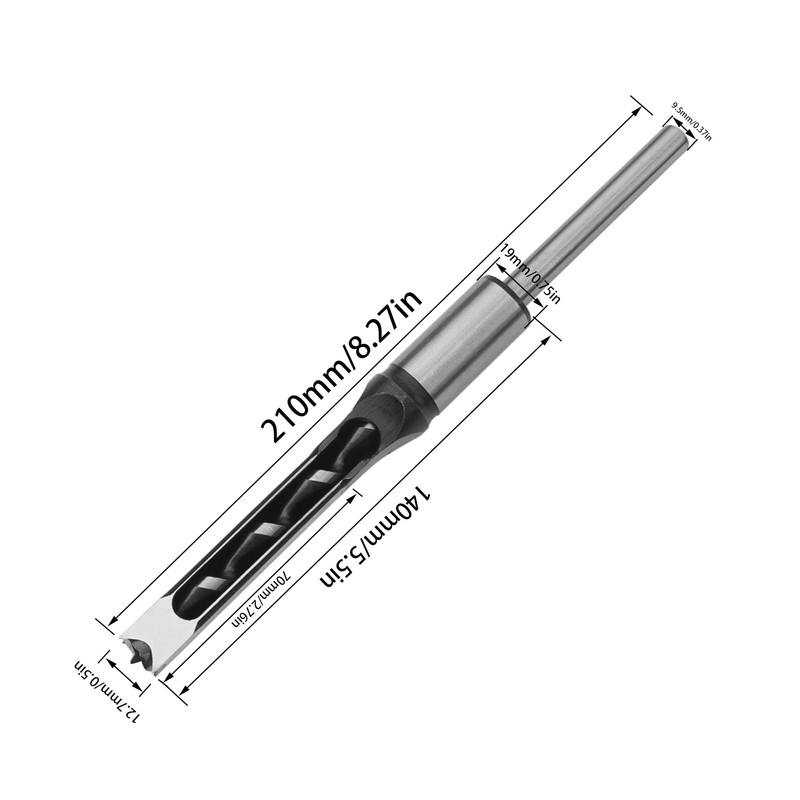 Rrina 1/2 inch Square Hole Drill Bit Hollow Chisel Mortise