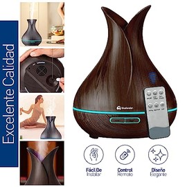 Bluelander Difusor de Aromas y Lmpara Nocturna 400ml, 7 Modos de Brillo para Relajar, Aromaterapia Ultrasonico, Apagado Automtico, Humidificacin...   